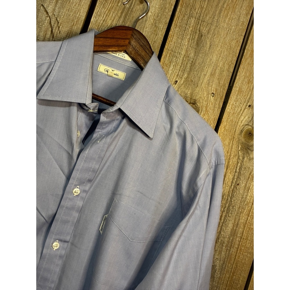 Faconnable Mens Light Blue Oxford Button Down Shirt 17 XL Made in USA Cotton